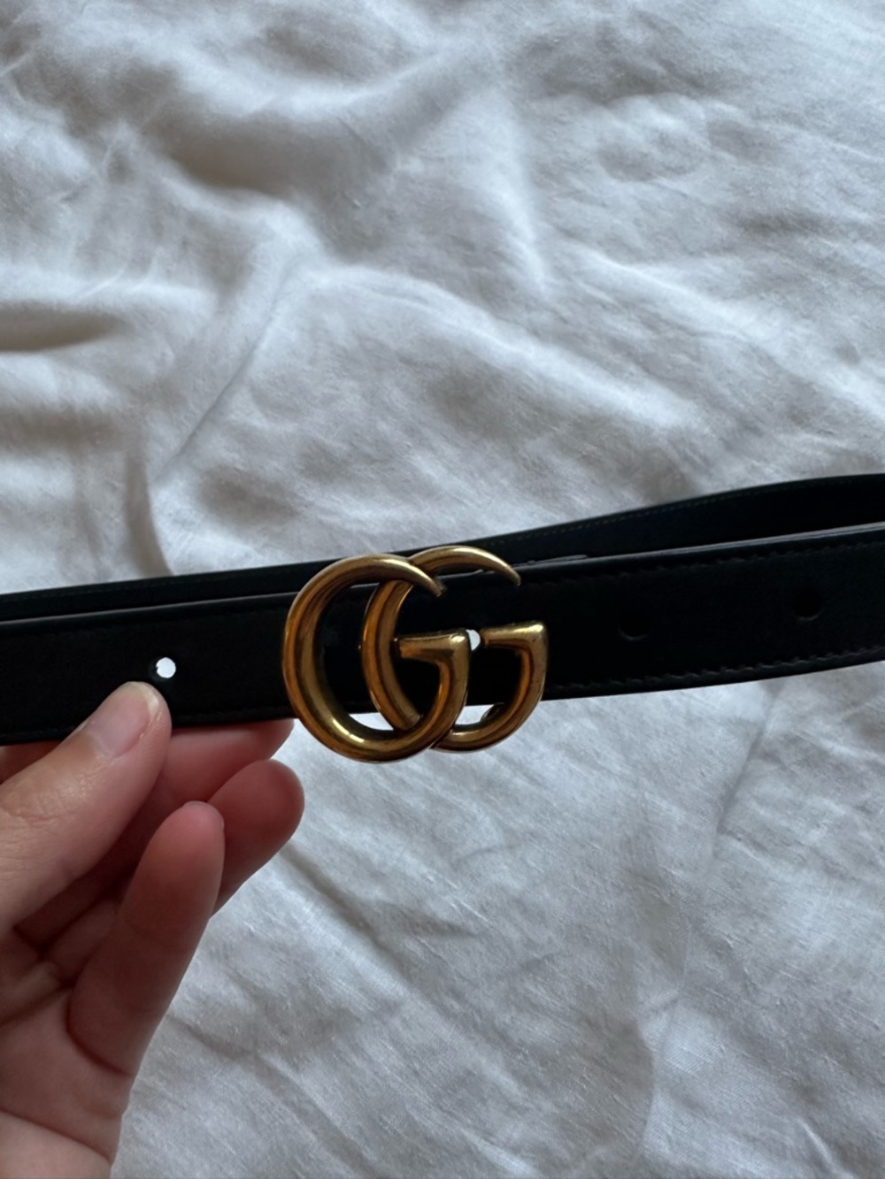 Gucci Black Leather Belt with Gold Double G Buckle